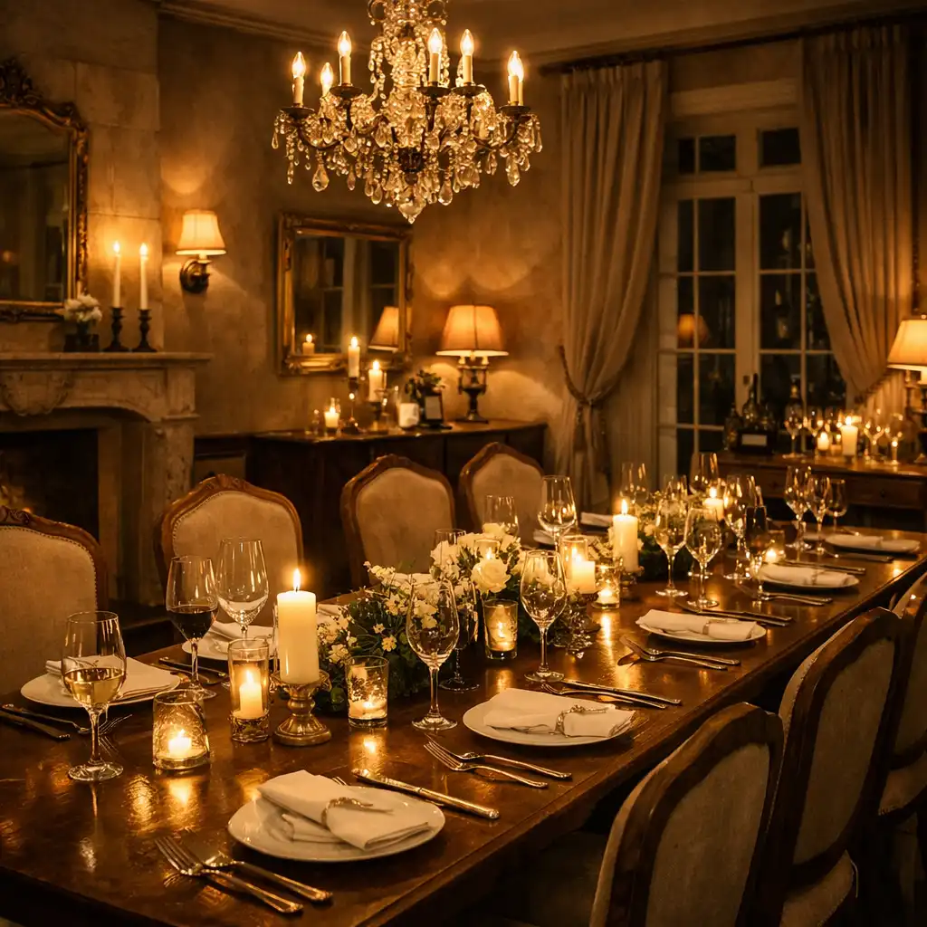 Ambiance tamisée lors d’une soirée thématique privée