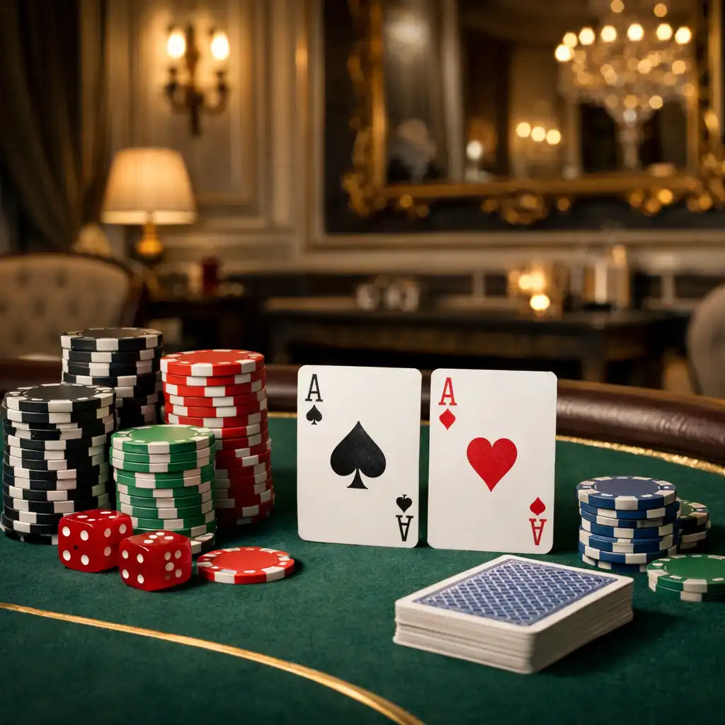 Table de poker élégante dans un salon privé